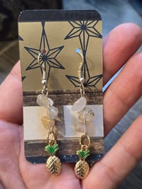 Rutilized quartz chip earrings