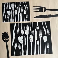 Red Eyes - Anthropomorphic Eating Utensils (print)