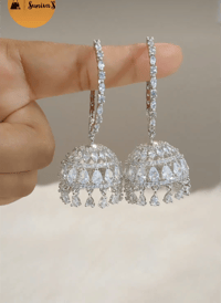 Image 2 of Nina_American Diamond Hoop Pinjada Jhumka 