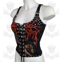 Image 3 of Cattle Decapitation "Flesh Puddler” Lace-Up Top (SIZE XS/S)