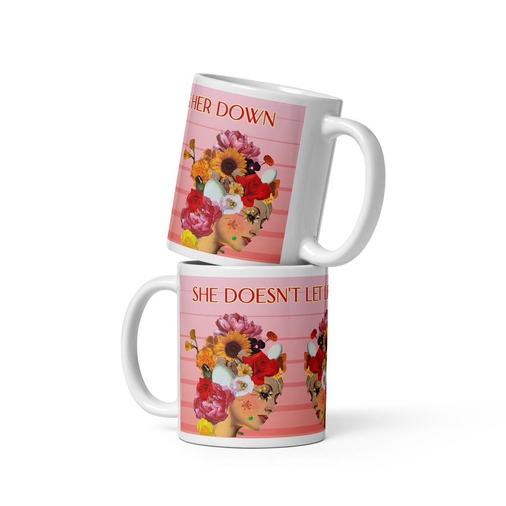 Image of She Doesn't Let Life Drag Her Down - Inspirational - White Glossy Mug