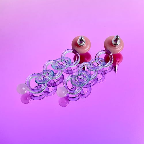 Image of Opal Pink Dot Chain Studs