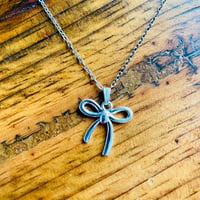 Image 2 of Set of 5 vintage bow silver plated necklaces 