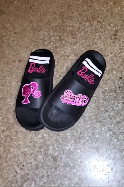 Image of Barbie slides with matching sock/Women!