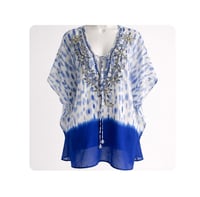 Image 1 of New 3X Blue Island Bedazzled Sheer Cover up top #704*8