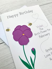 Image 3 of Handmade February Violet Birth Flower Card - Elegant Birthday Card for February Birthdays