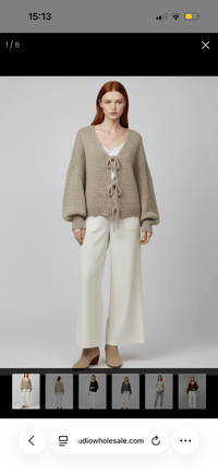 Image 1 of Tie-Front Balloon Sleeve Cardigan - 2 colours