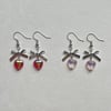 glass heart and bow earrings