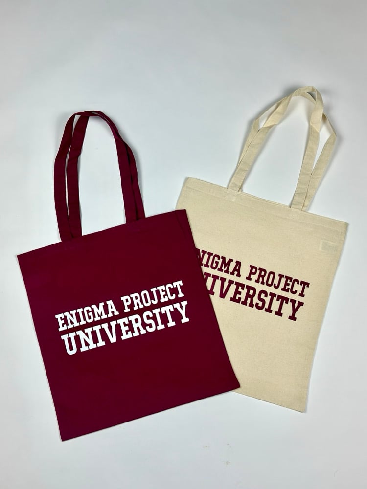 Image of Enigma Project University Tote Bags.