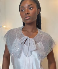 Image 1 of Grey Beaded Sequin Tulle Capelet 