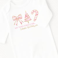 First Christmas Bow Babygrow- Pink