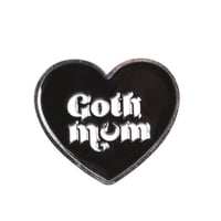 Image 2 of Goth Mum / Mom Heart Metal Pin Badge