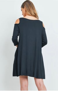 Image 3 of Everyday Cold Shoulder Short Sleeve Pocket Dress