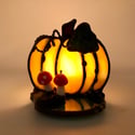 Iridescent Orange Pumpkin Candle Holder 🎃