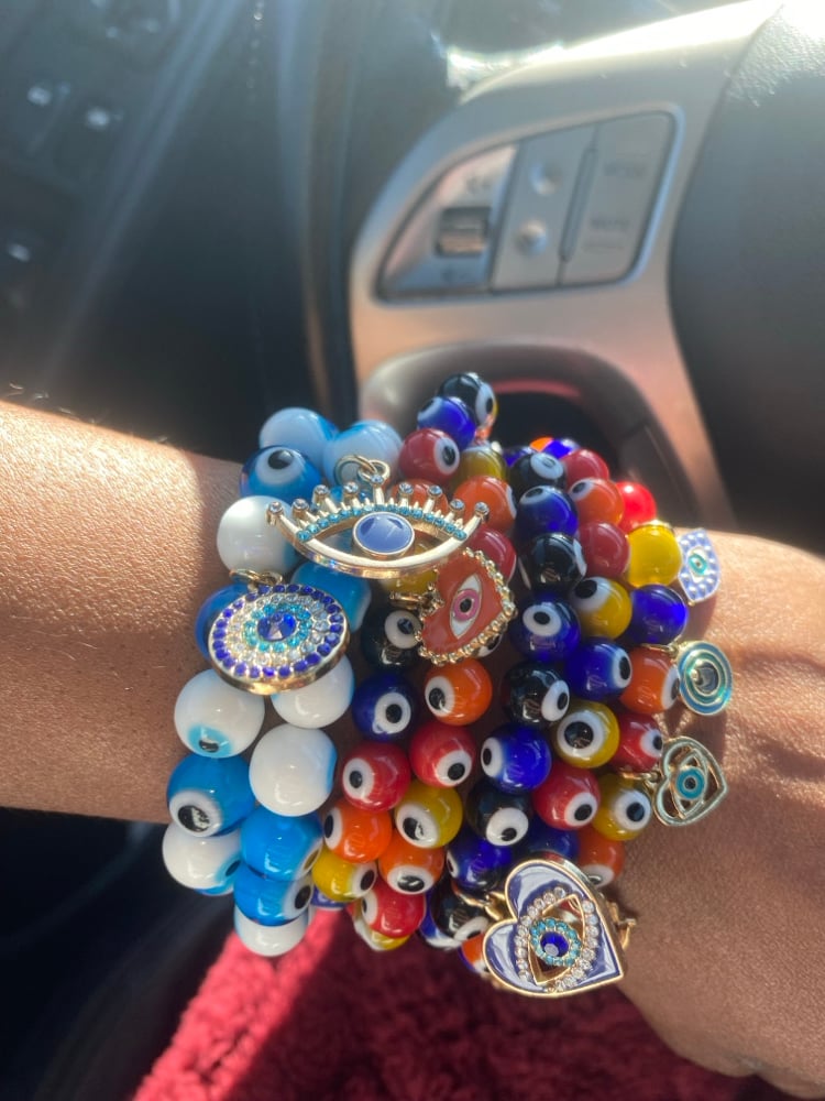 Image of Evil Eye Bracelet With Charm Beaded
