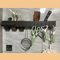 Image 9 of 60cm Wall-mounted Kitchen Organiser Shelf Spice Storage Rack Kitchen Knife Holder Wall 
