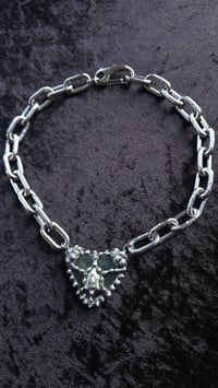 Image 5 of labradorite crystal heart with fox tooth chunky 