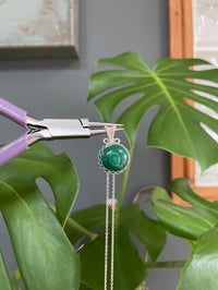 Image 4 of Silver Malachite Coin Crystal Necklace 