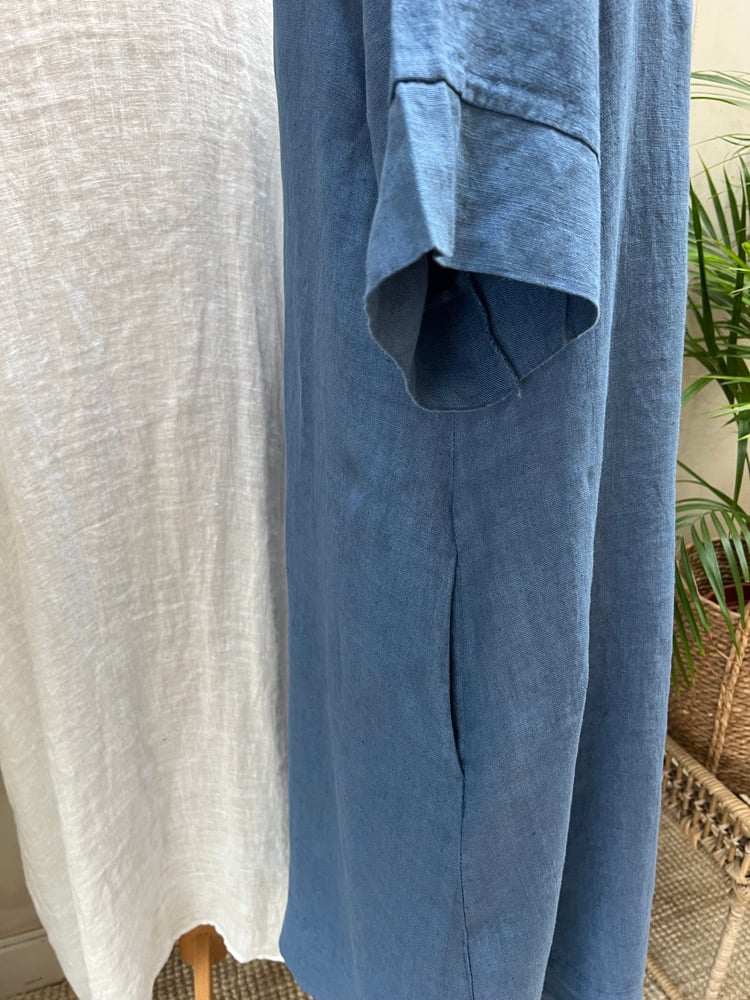 Image of Robe En Lin Gaïa II Bleu Orage