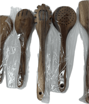 Image of Tilly Living 10 Piece Teak Wood Utensil Set and Danish Dough Whisk -NEW