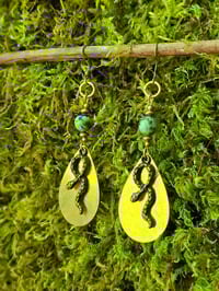 Image 3 of Serpent and African Turquoise Earrings 