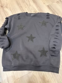 Image 1 of Small - Xlarge star *oversized destroyed sweatshirt