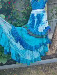 Image 4 of Wanderlust maxi tiered skirt/ Bandeau Dress Blue tie dye flecks of purple 8-16 copy