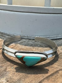 Image 4 of Ride the Sky Sterling Silver w/Kingman Turquoise Triangle Wire Cuff