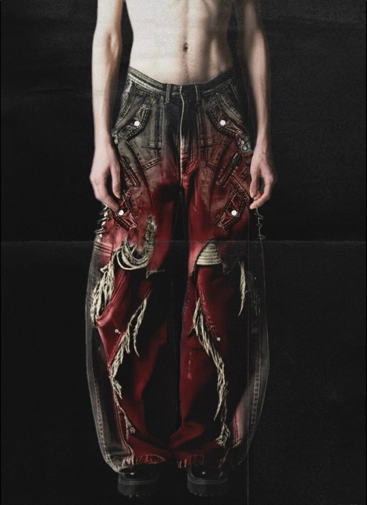 Víno' Red Gradient Distressed Denim | Slovakian Dreams