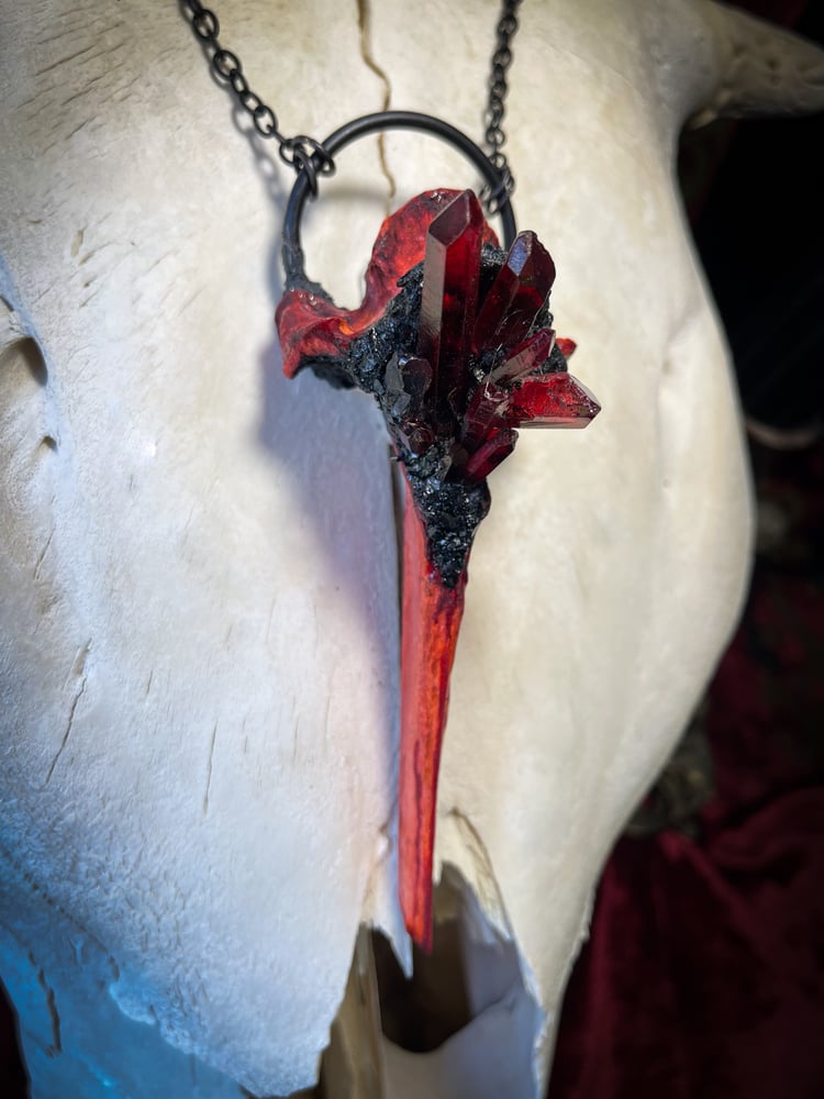 Image of Red Quartz Deer Vertebra - Chain Necklace