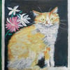 Hand finished A5 art print -Midge the ginger and white cat 