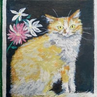 Image 5 of Hand finished A5 art print -Midge the ginger and white cat 