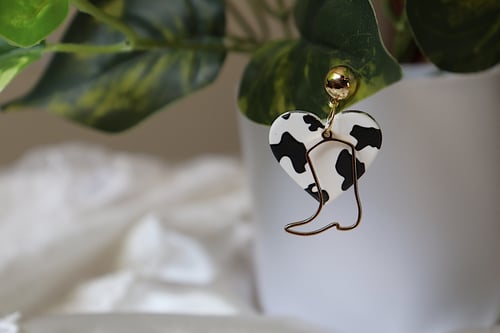 Image of Cow-print Boot earrings 
