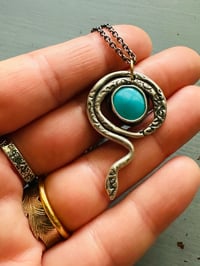 Image 11 of Kingman turquoise serpent talisman necklace