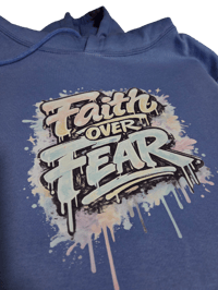 Image 4 of FAITH OVER FEAR PASTEL GRAPHIC HOODIE