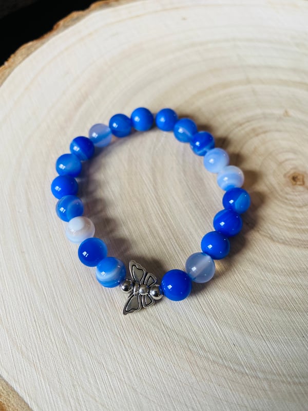 Image of “Fly High” Blue Agate Butterfly Bracelet II