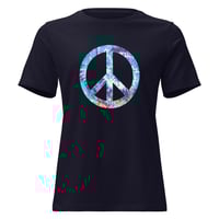 Image 2 of Women's Relaxed T-Shirt, Tie Dye Peace Sign Retro Tee