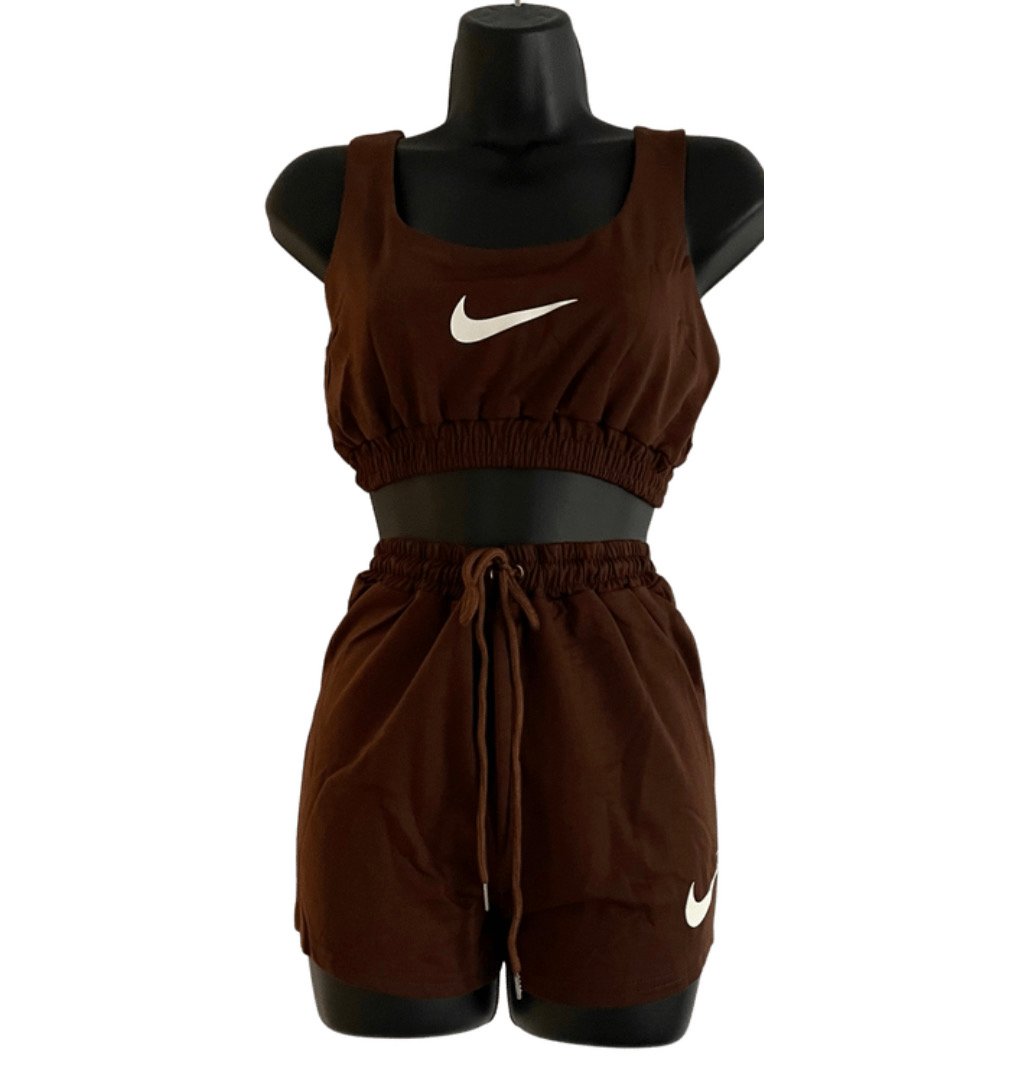 brown nike short set