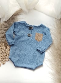 Image 1 of Photo prop | boy bodysuit for photoshoot |  Ari | dusty blue | 12-15 months | 18-24 months
