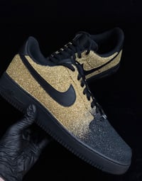 Image 2 of Black/Gold Glitter Gold Bottom Air Force 1