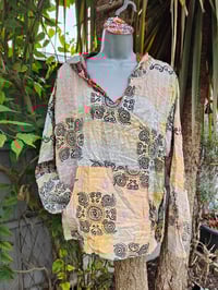 Image 1 of FESTIE Kantha Hoodie with pocket to front - pale pastels