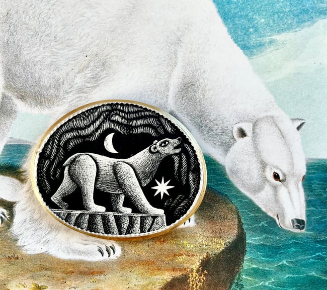BEAR AND AURORA BOREALIS BROOCH 