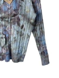 Image 8 of ♻️ UPCYCLED L Cable Knit Cotton Blend Sweater in Stormy Skies Ice Dye