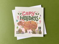 Image 2 of Capy Holidays Capybara with Santa Hat Christmas Greeting Card