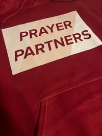 Image 1 of Prayer Partners Hoodie - Cranberry - Cream logo copy
