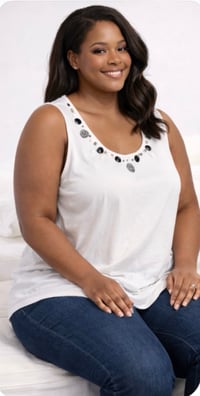 Image 2 of New 3X Drapers & Damon’s Sleeveless Beaded Collar top #861*8 