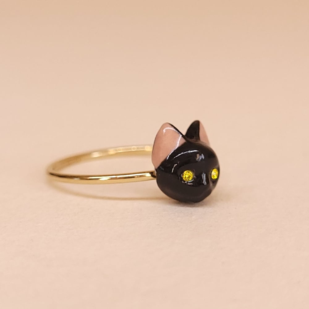 Image of Black & Gold Filled Cat Ring