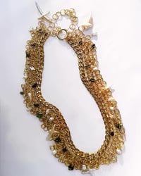 Image 1 of Gold Chainmail Belt, Crystal and Pearl embellished