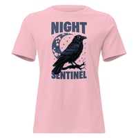 Image 4 of Women's Relaxed T-Shirt, Night Sentinel Raven & Moon Gothic Tee