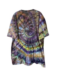 Image 7 of XXL Adult Combed Cotton Tee in Earthy Cool Spiral Ice Dye